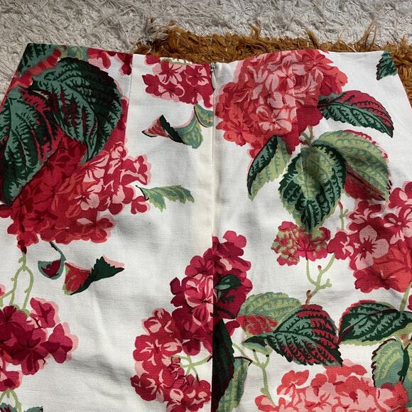 y2k Anthropologie Size 2 Beaded Tassel Hydrangea Skirt Floral White Red Glam - Picture 5 of 14